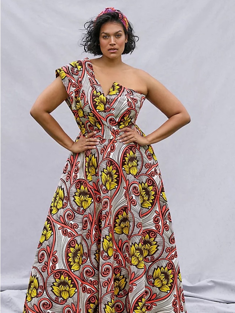 NWT Sika for Anthropologie One-shoulder Ankara Floral Maxi Dress 12